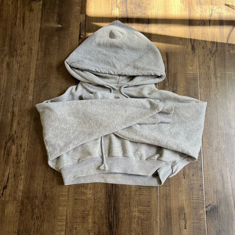Gray Cropped Hoodie